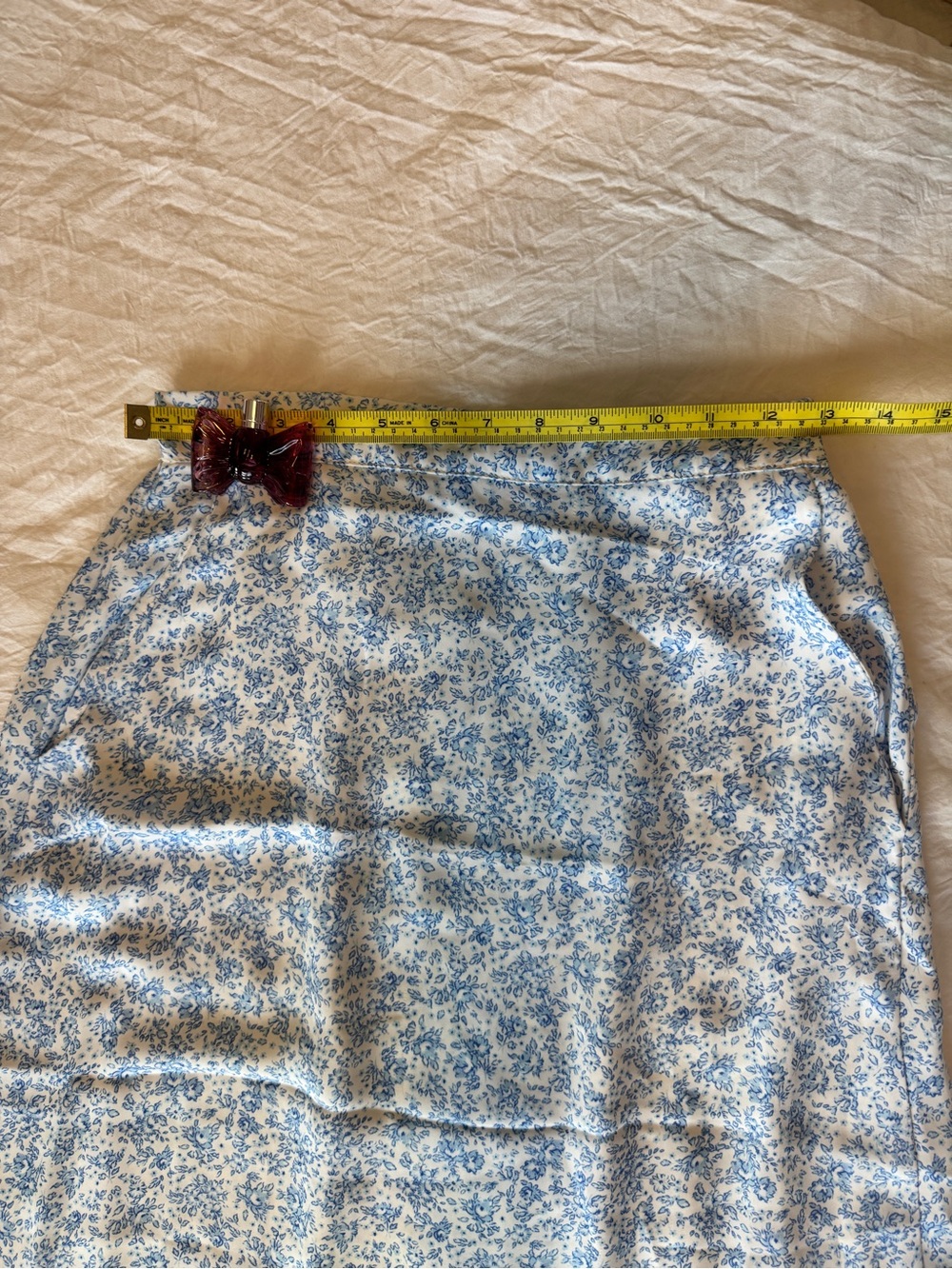 RESA, White and Blue Floral Midi Skirt, XS, Has Pockets!!! - Picture 3 of 12